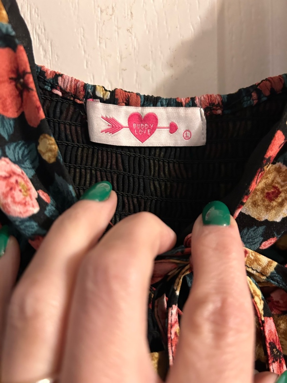 Buddy Love Floral Smocked Black Dress